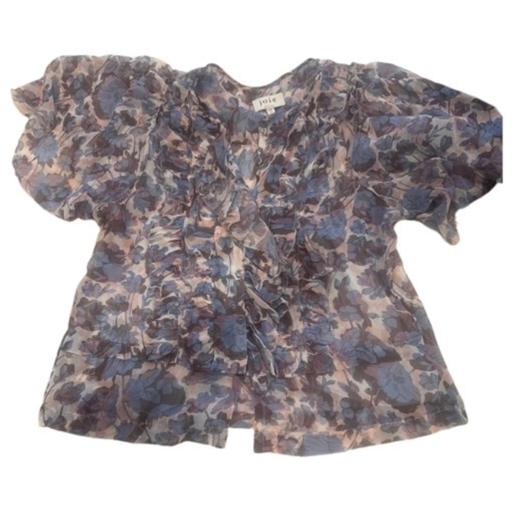 Joie women’s Floral Ruffle Top - Blue and Pink